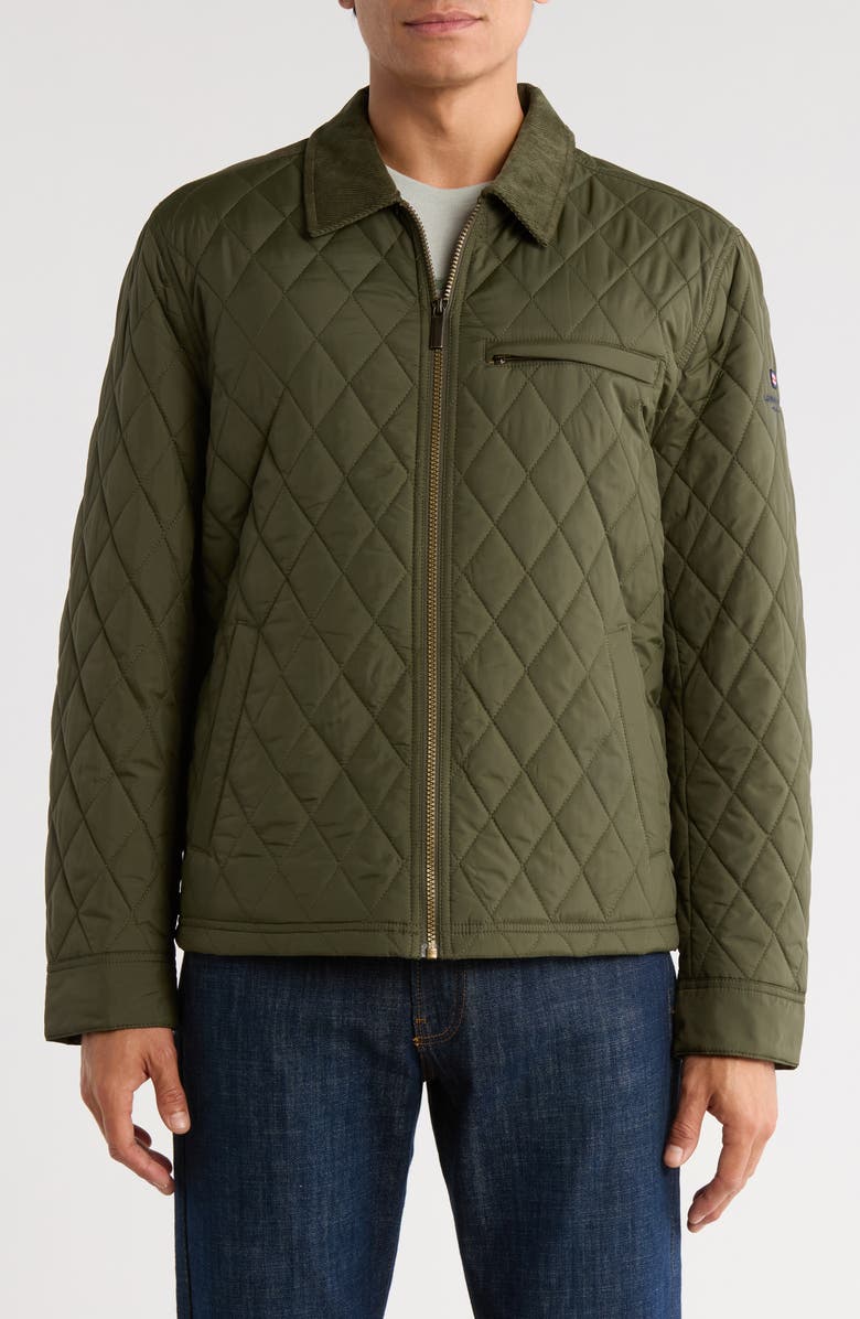 London Fog Rivervale Quilted Barn Jacket, Main, color, Olive