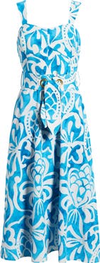 Tahari ASL Grommet Tie Belt Midi Dress