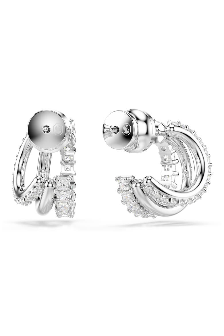 Hyperbola Hoop Earrings, Alternate, color, WHITE/ SILVER