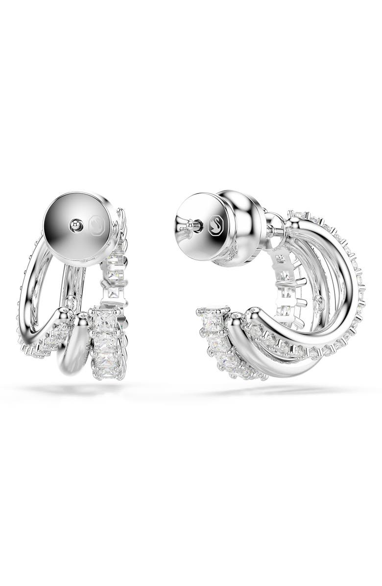 Swarovski Hyperbola Hoop Earrings, Alternate, color, White/ Silver