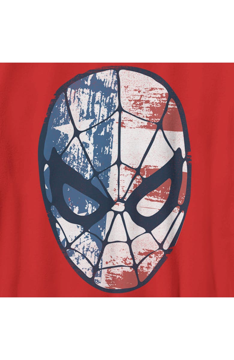 Marvel Boy's Marvel 4th of July Spider-Man American Flag Mask Graphic T-Shirt, Alternate, color, Red