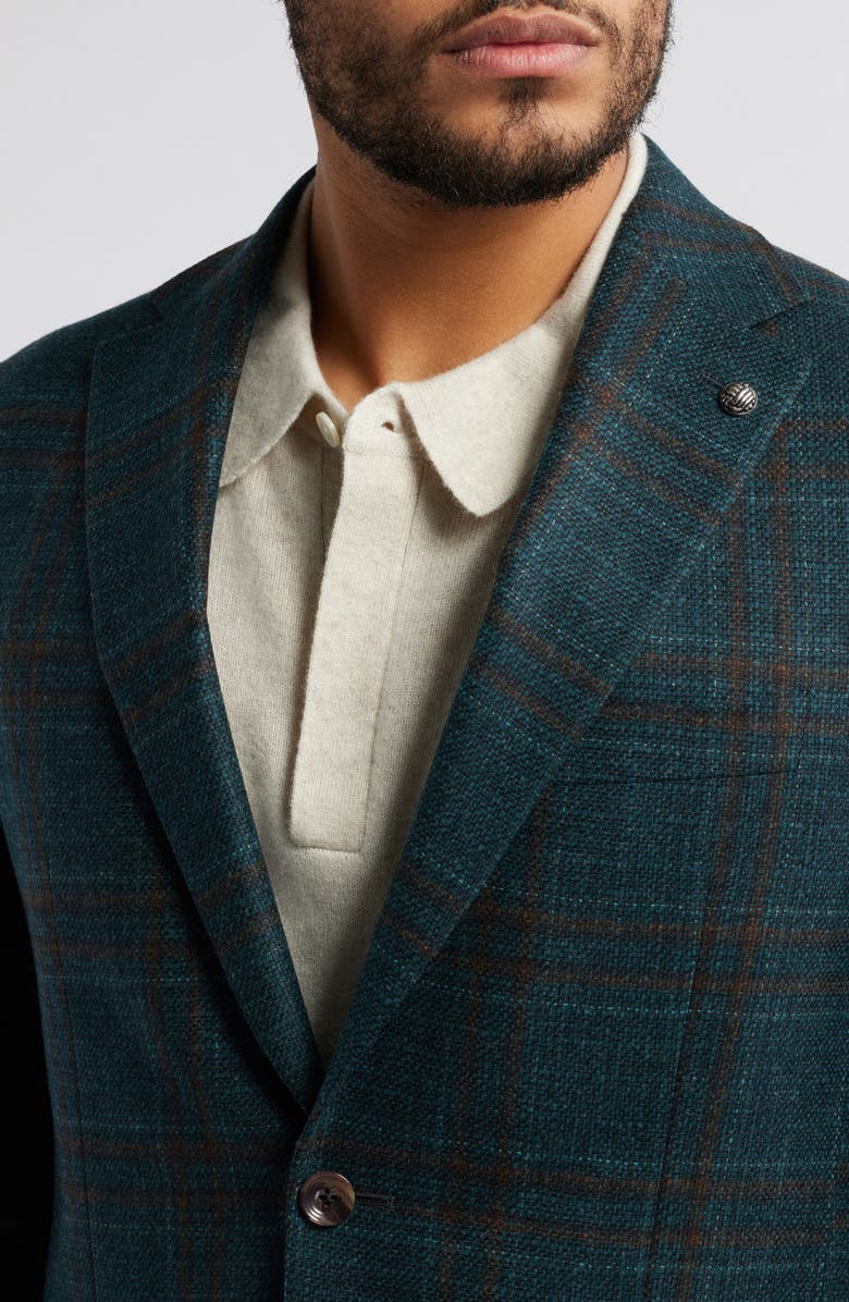 Jack Victor Midland Contemporary Fit Plaid Slub Wool Sport Coat, Alternate, color, Blue