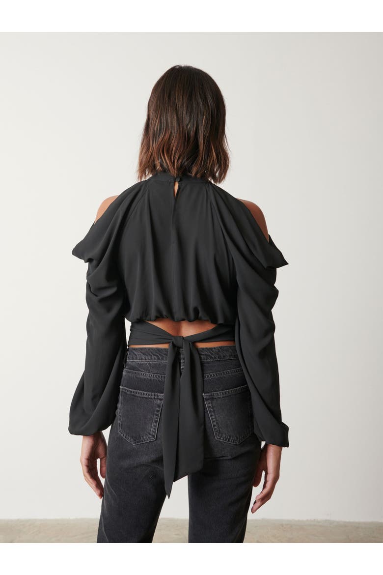Selena Cold Shoulder Top, Alternate, color, Black