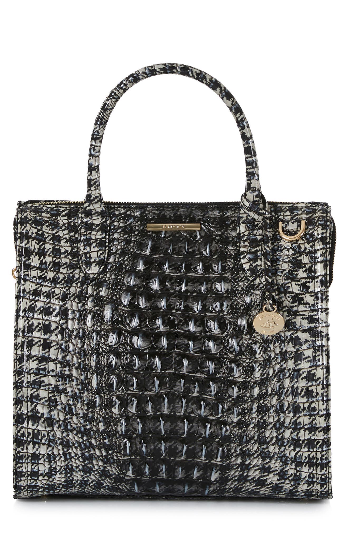 Brahmin Caroline Croc Embossed Leather Satchel, Main, color, 