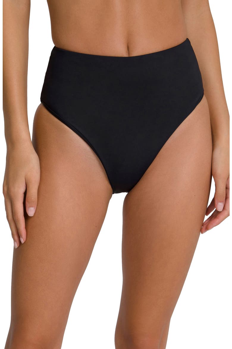 High Waist Reversible Swim Bottoms, Main, color, BLACK