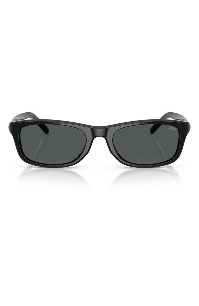DIESEL<sup>®</sup> 54mm Rectangular Sunglasses, Main, color, Solid Black / Solid Black