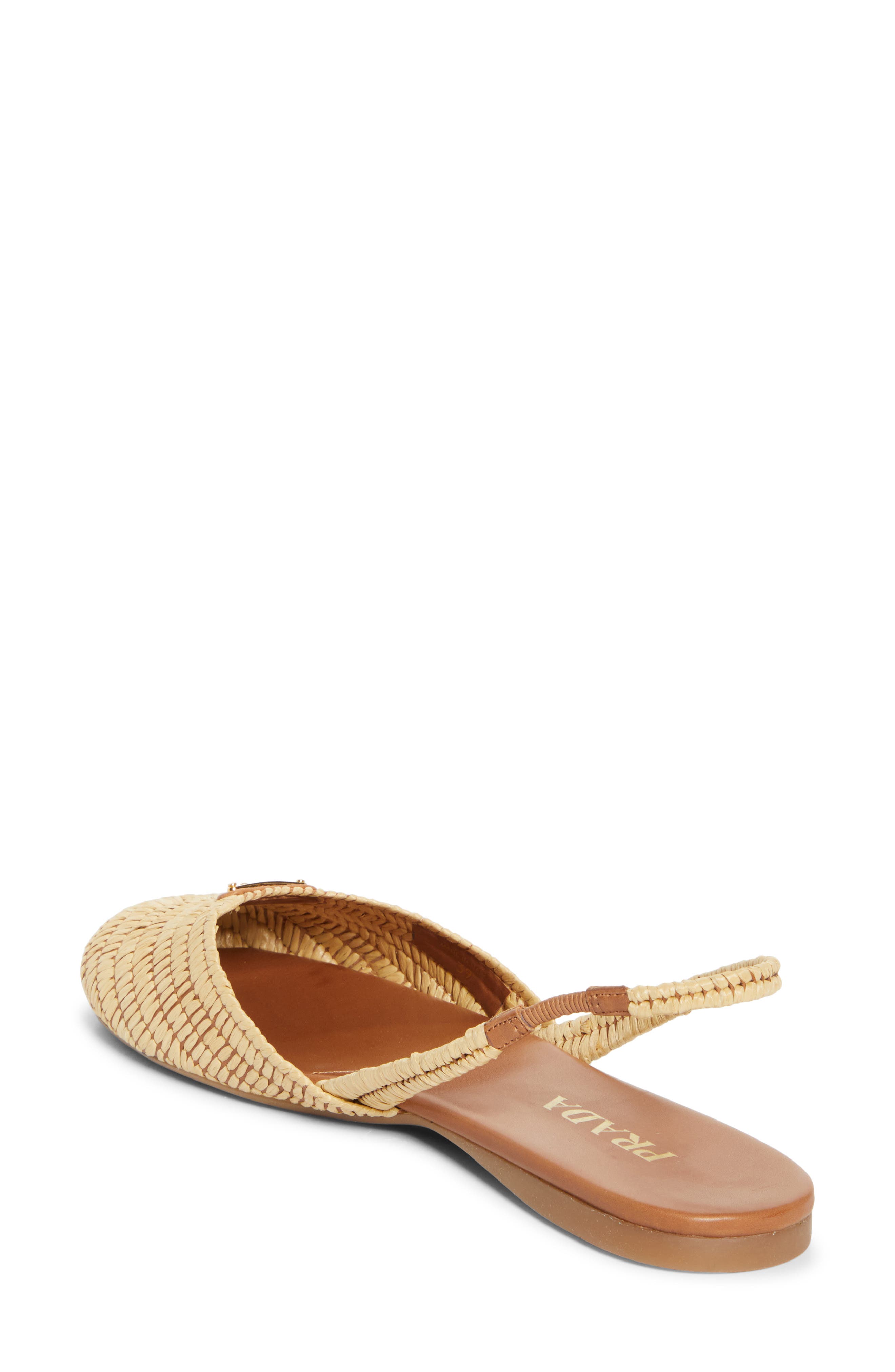 Prada Raffia Slingback Flat, Alternate, color, 