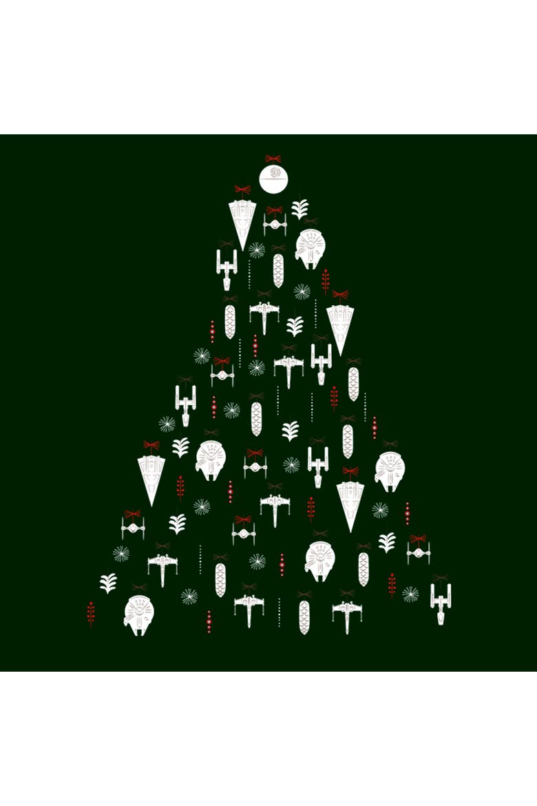 Men's Star Wars Galactic Christmas Ornaments Graphic Tee, Alternate, color, Dark Green