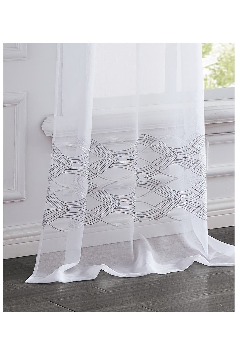 Set of 2 Print Sheer Curtain Panels, Alternate, color, SILVER WHITE