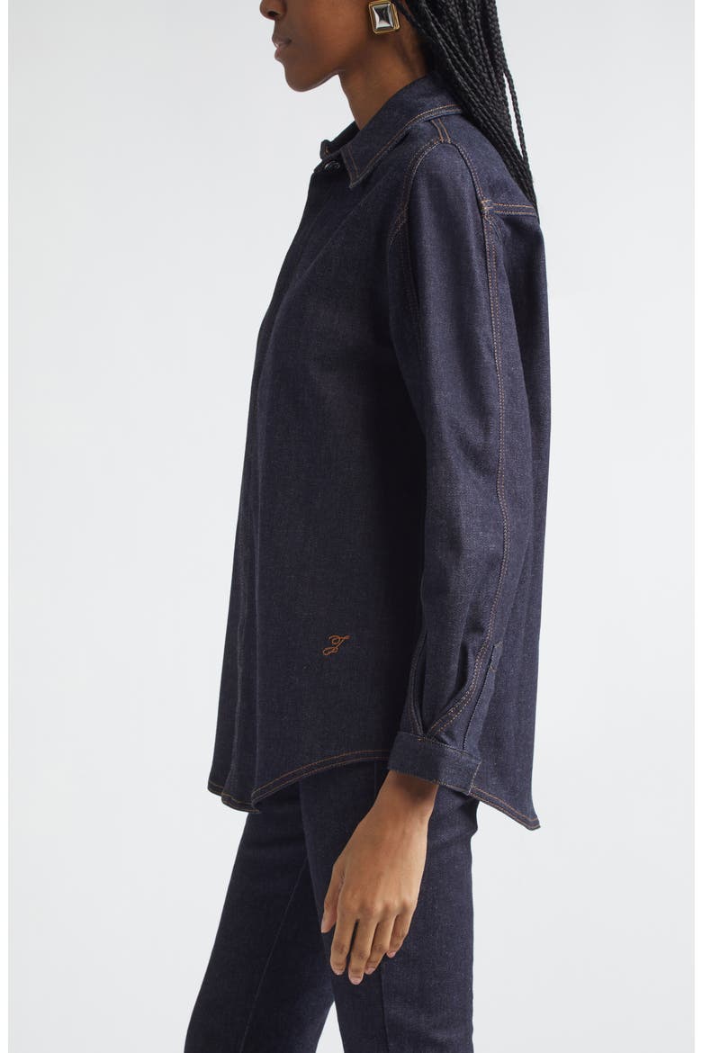 La Chemise Amelo de-Nîmes Denim Button-Up Shirt, Alternate, color, DARK NAVY