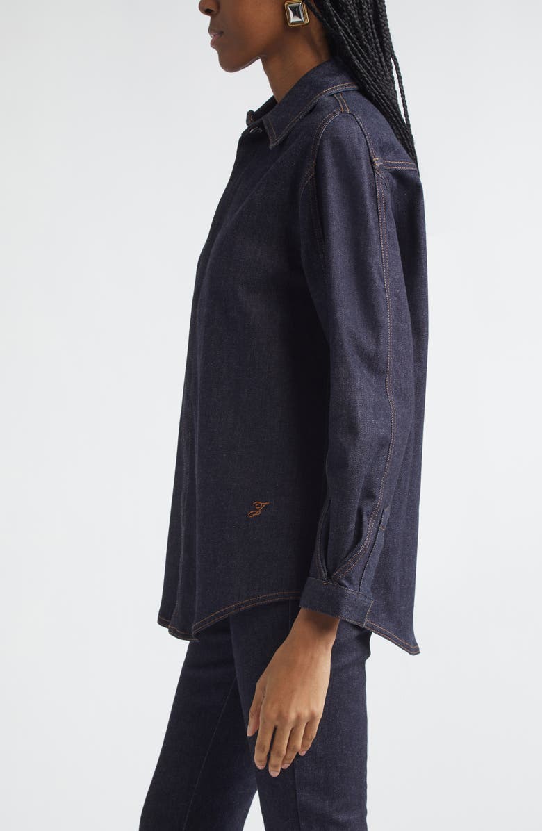 Jacquemus La Chemise Amelo de-Nîmes Denim Button-Up Shirt, Alternate, color, Dark Navy