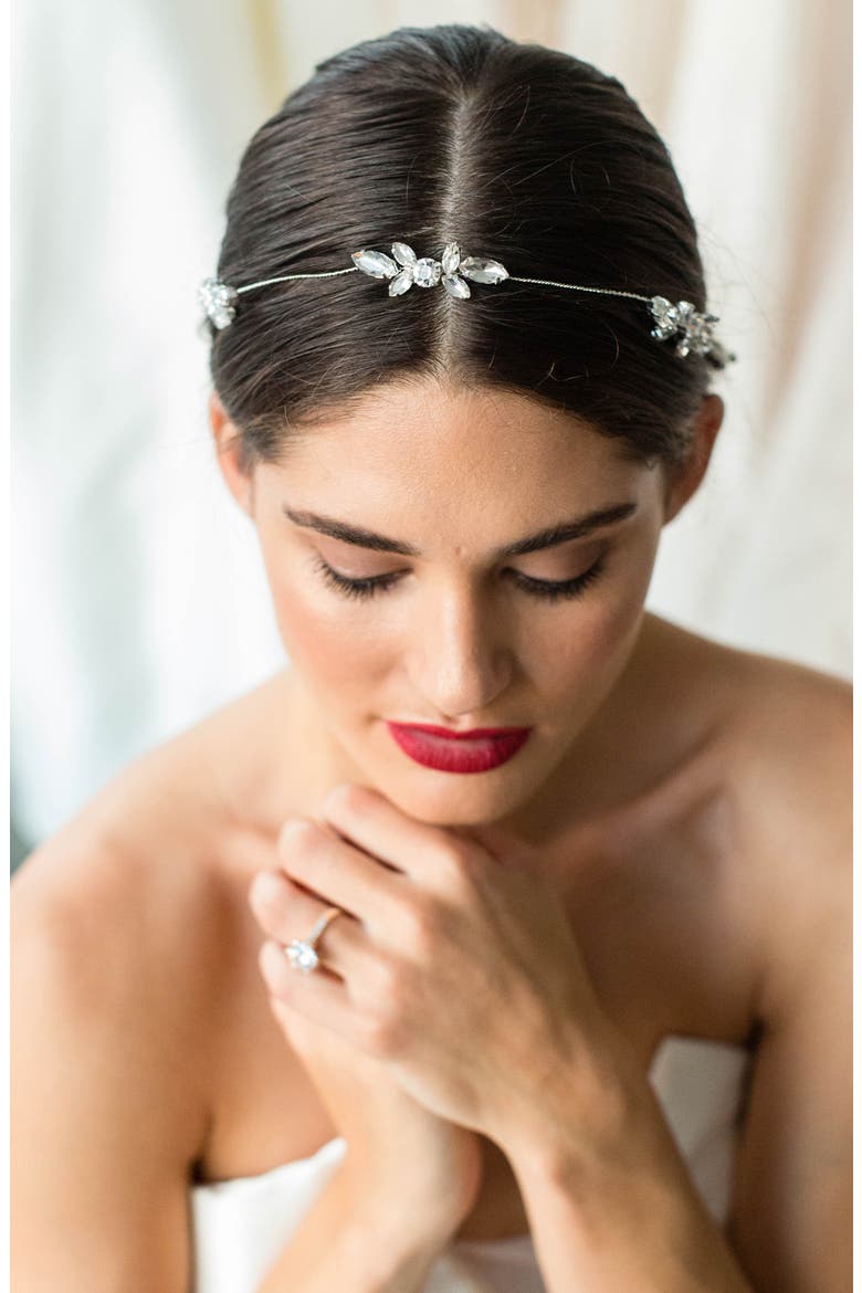 Aubree Crystal Halo Band, Main, color, SILVER