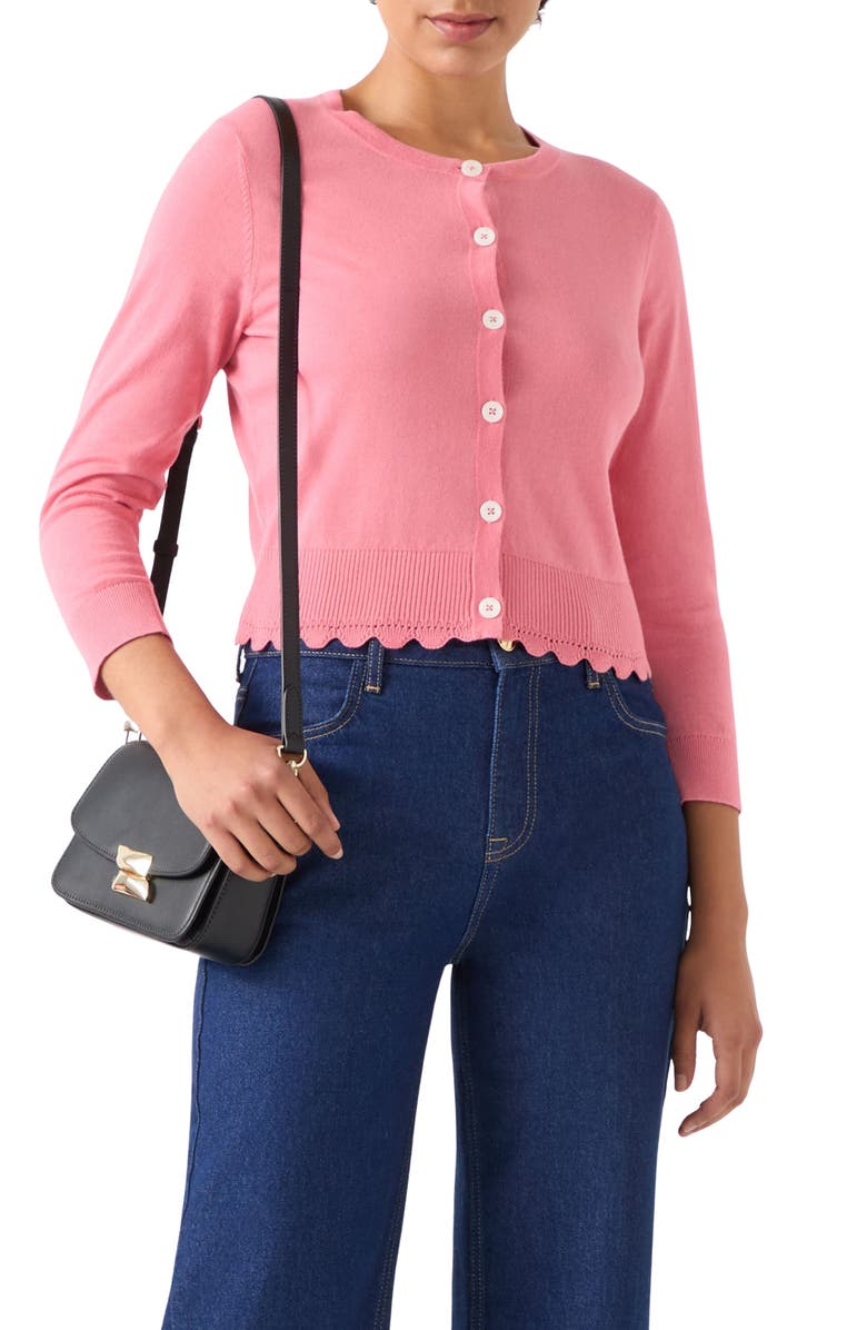 LK Bennett Vanessa Crewneck Cardigan, Main, color, Rose