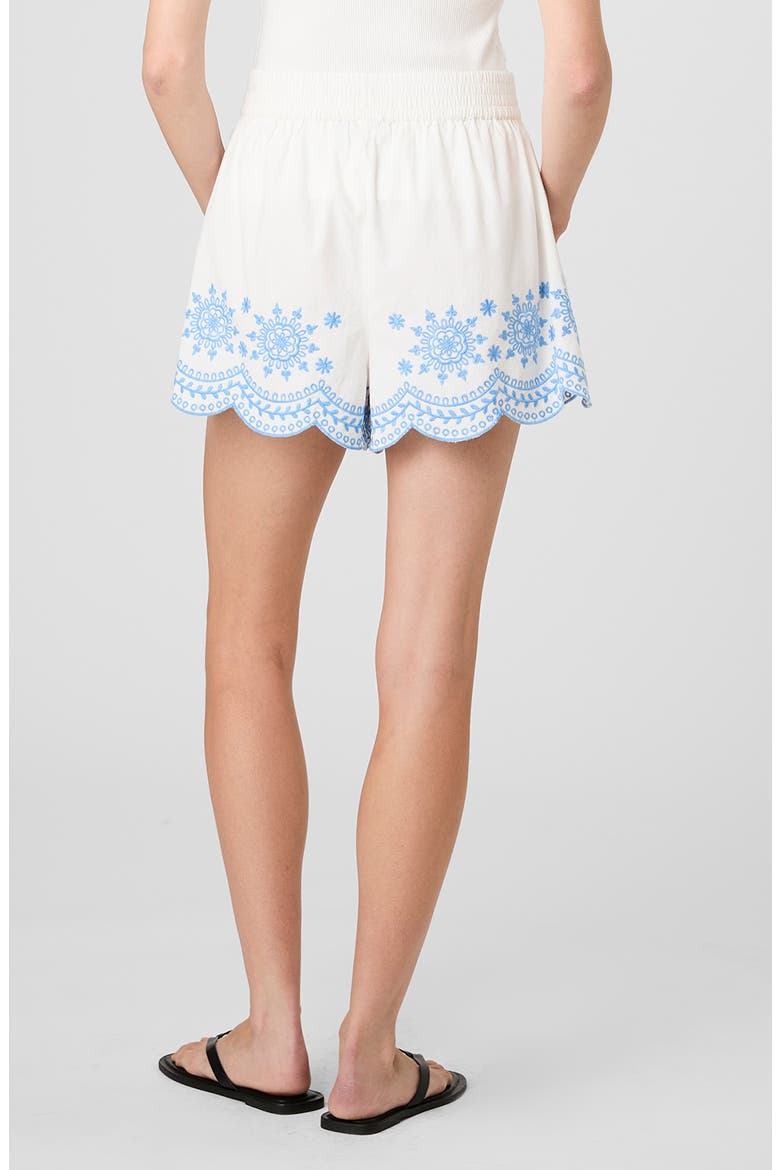 Alissa Embroidered Cotton Shorts, Alternate, color, WHITE/ POOLSIDE BLUE
