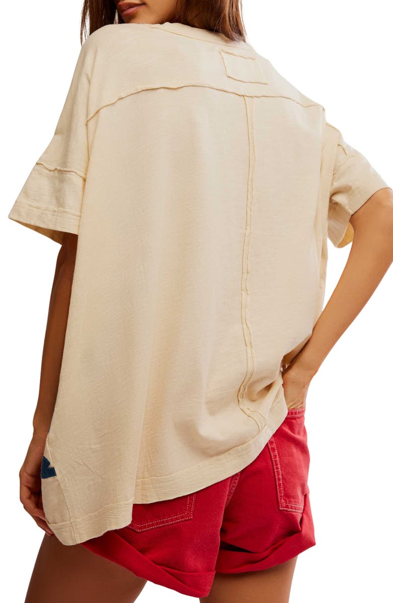 Free People Chill Vibes Oversize Embroidered Cotton T-Shirt, Alternate, color, Neutral Combo