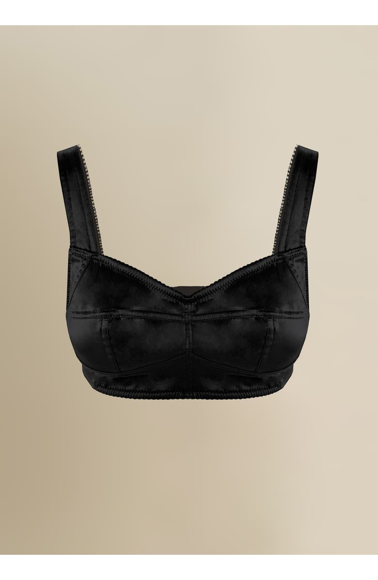 Contessa Mills Seraphim Stretch Satin Comfort Bralette, Main, color, Black