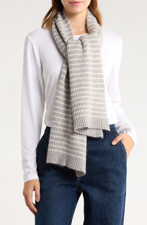 Ribbed Knit Stripe Scarf