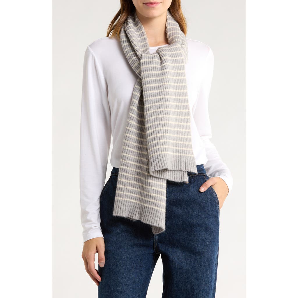 Tasha Ribbed Knit Stripe Scarf In Gray