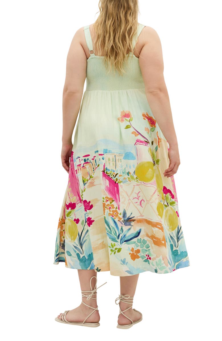 City Chic Sorrento Placed Print Midi Sundress, Alternate, color, Sorrento Summer