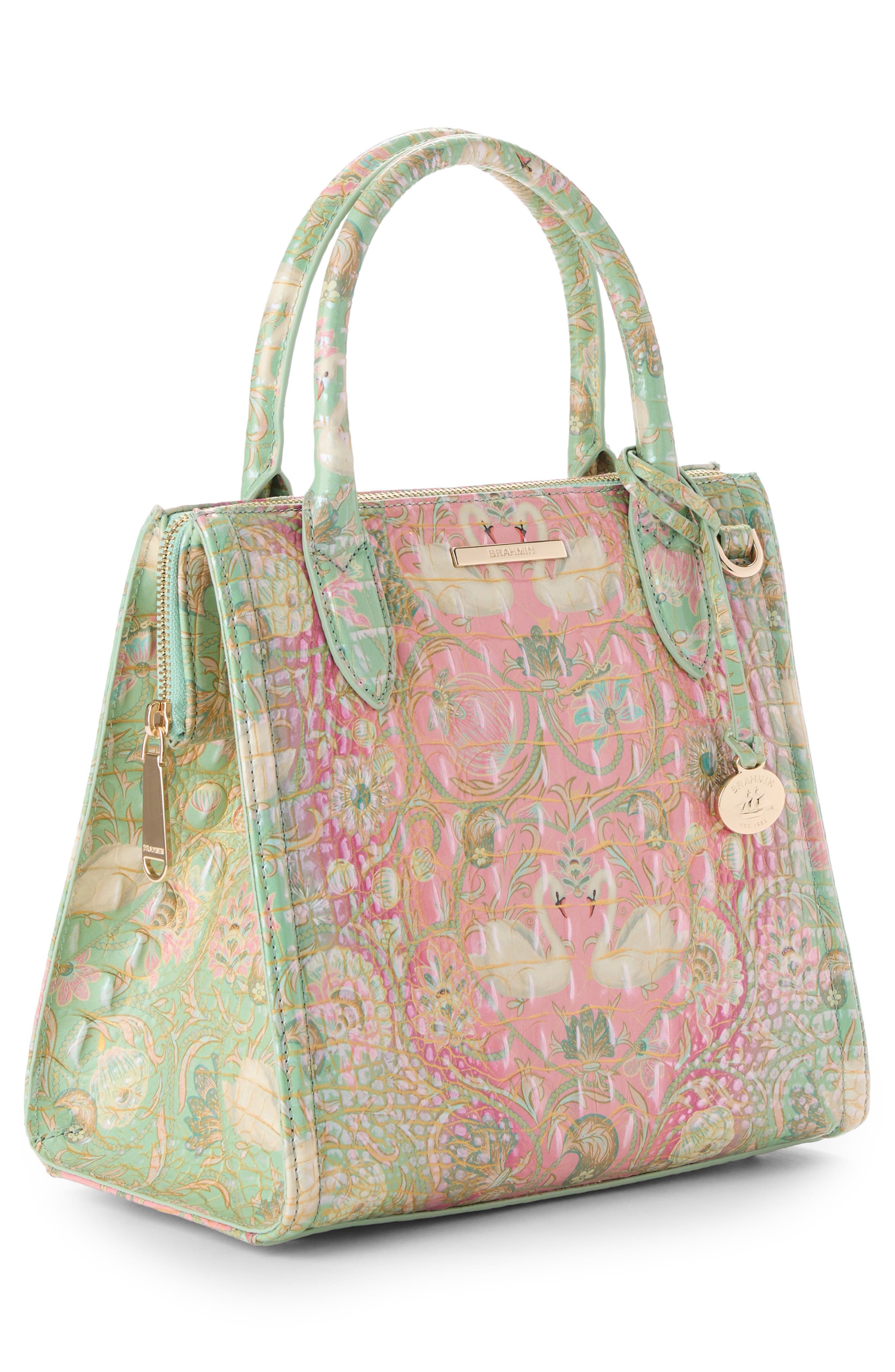 Brahmin Small Caroline Croc Embossed Leather Satchel, Alternate, color, Odette Ombre Melbourne