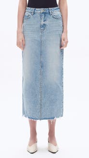 Bayeas Raw Hem Denim Midi Skirt