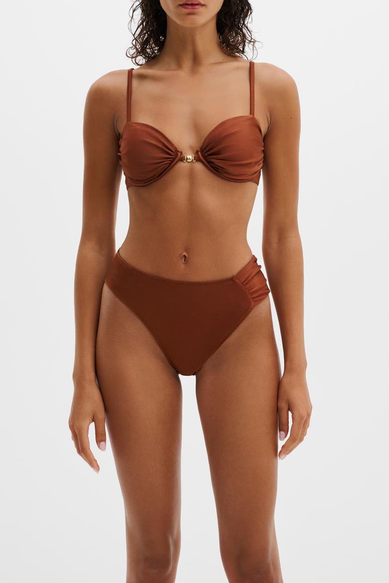 Tovere Cheeky High Rise Bikini Bottom, Alternate, color, Rust