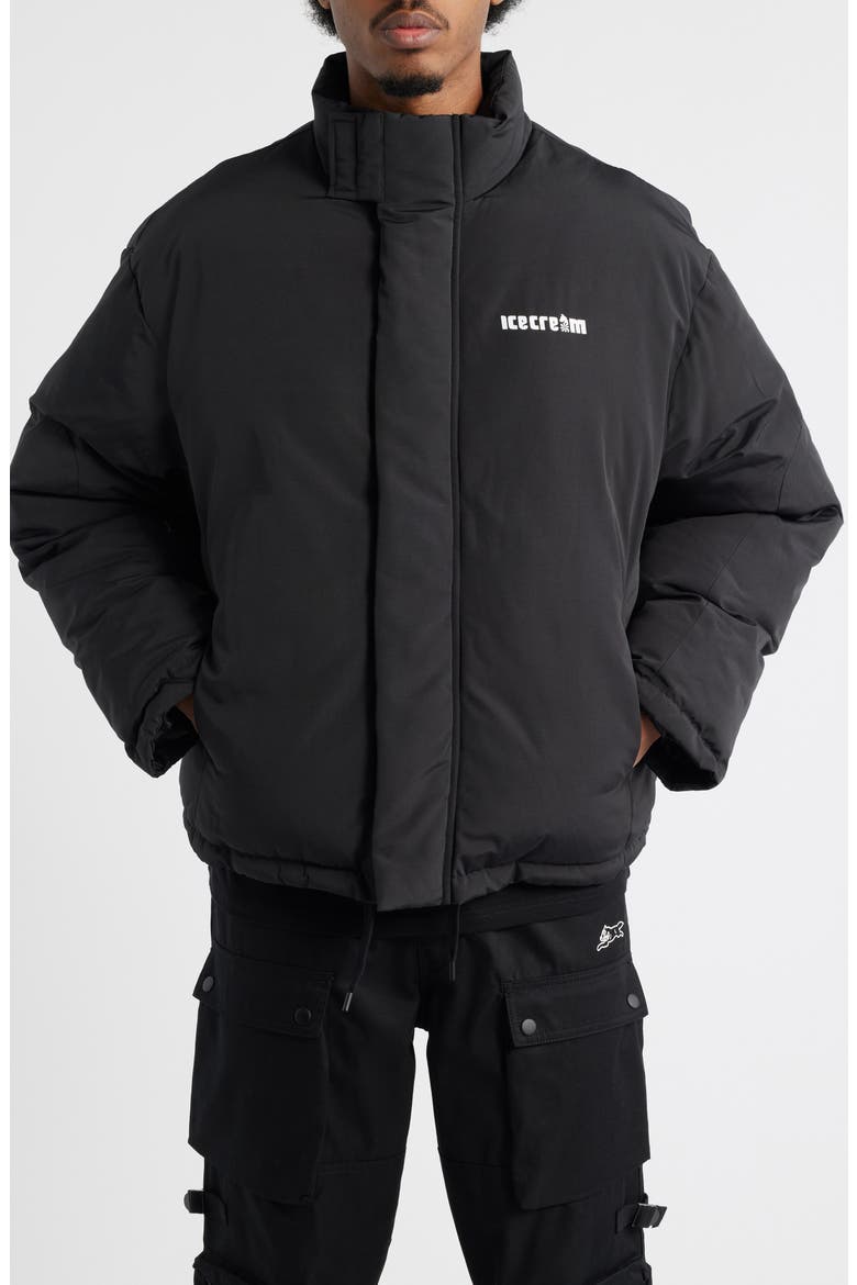 Archie Graphic Puffer Jacket, Alternate, color, BLACK