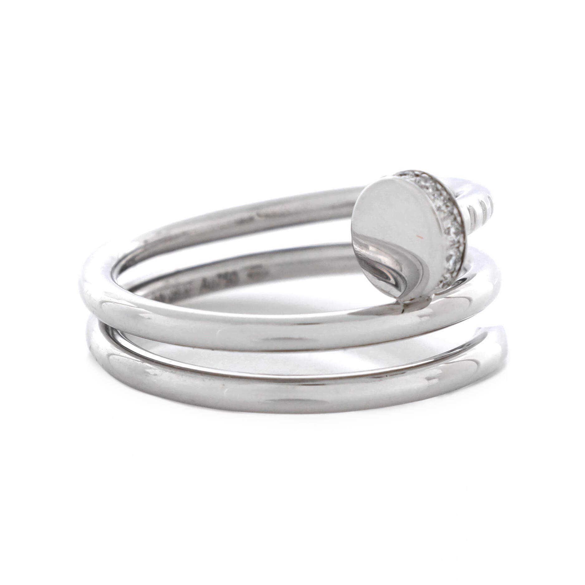 Juste un Clou Double Ring 18K White Gold and Diamonds Small, Alternate, color, Metallic Gold