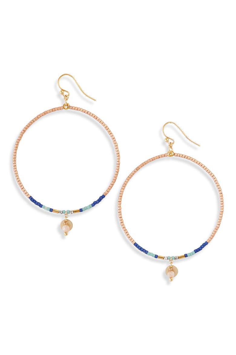 Beaded Hoop Earrings, Main, color, MUSCAT MIX