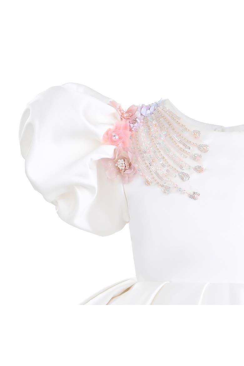 Noeline Floral Applique Dress, Alternate, color, White