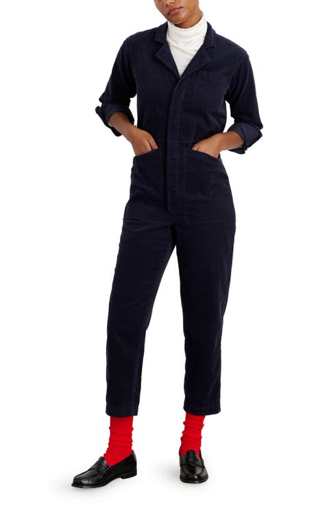 Fine Wale Long Sleeve Crop Cotton Jumpsuit