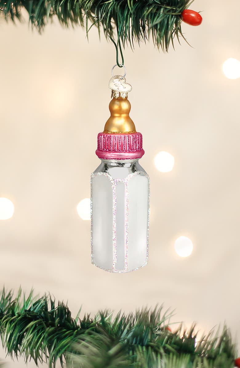 Old World Christmas Baby Bottle Glass Ornament, Alternate, color, Pink