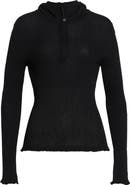 Cecilie Bahnsen Elma Hooded Rib Merino Wool Half Zip Sweater