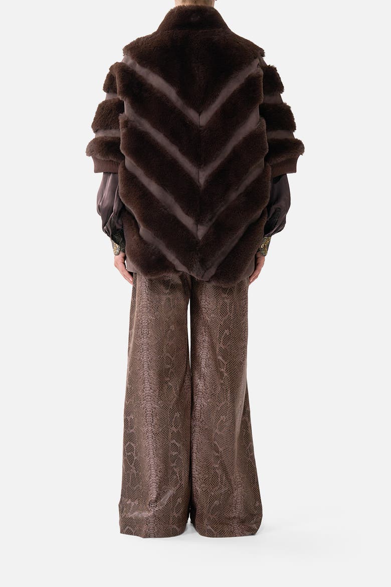 Faux Fur Stripe Slouch Jacket, Alternate, color, Animals In The Palace