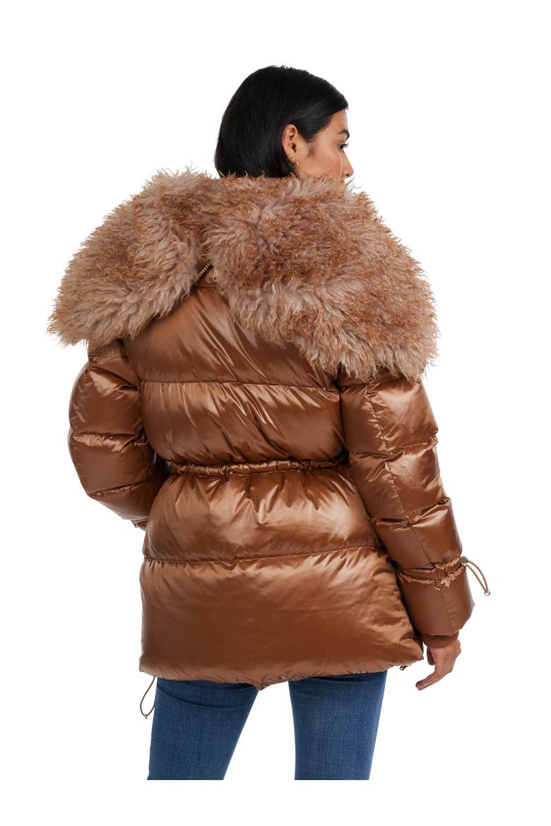 Electra Mid Puffer with Detachable shearling Lined Split Hood, Alternate, color, Copper