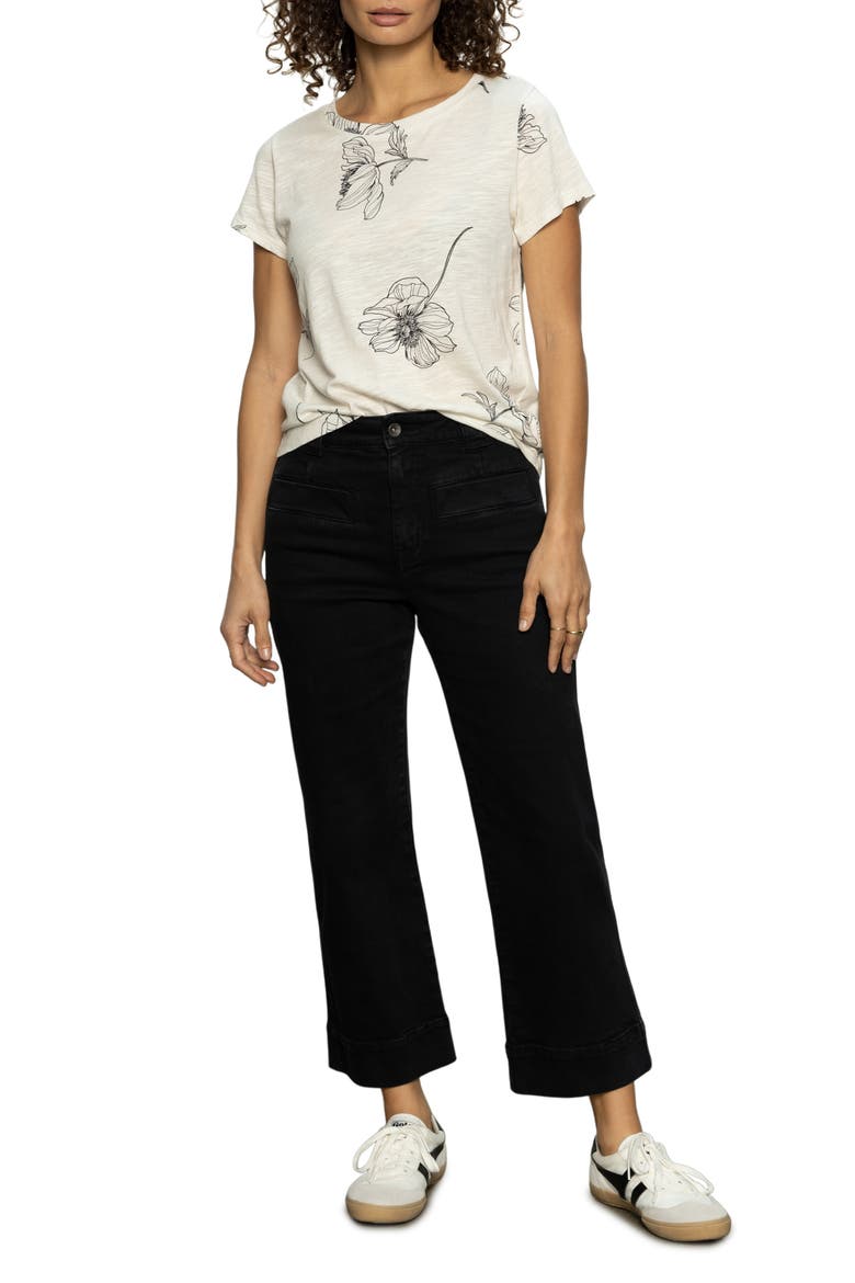 Voyage High Waist Crop Wide Leg Jeans, Alternate, color, BLACK