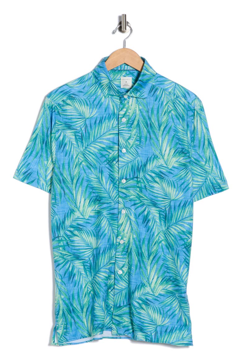 Palm Leaf Performance Knit Polo, Alternate, color, GREEN/ BLUE