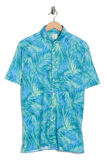 Construct Palm Leaf Performance Knit Polo In Blue