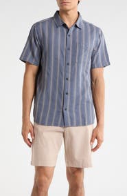 Roark Crosswinds Short Sleeve Cotton Blend Dobby Button-Up Shirt