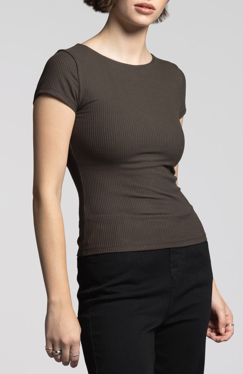 WEEKEND LOS ANGELES Charlene Rib Top, Alternate, color, Black Brown