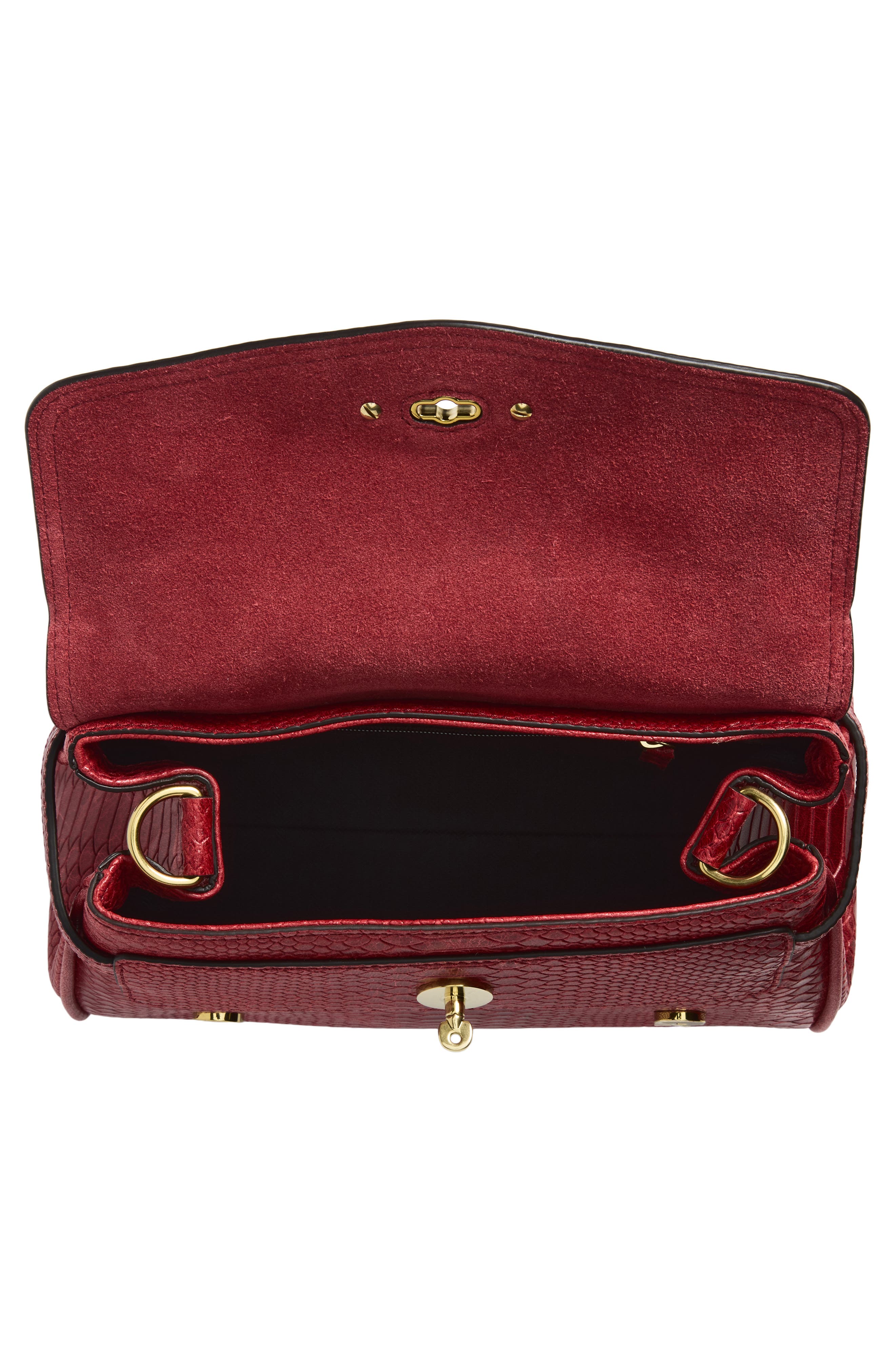 Mini Alexa Snake Embossed Leather Satchel, Alternate, color, APPLE RED