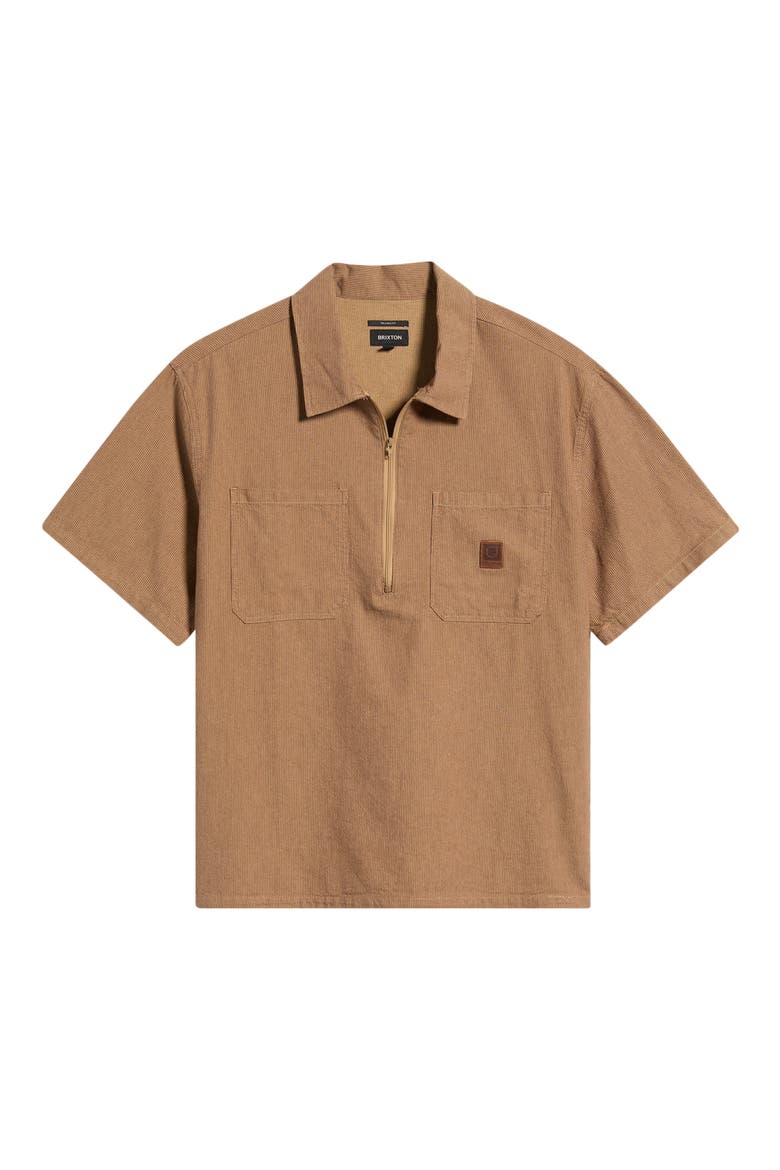 Brakeman Striped Half Zip Shirt, Alternate, color, BROWN/ TAN STRIPE