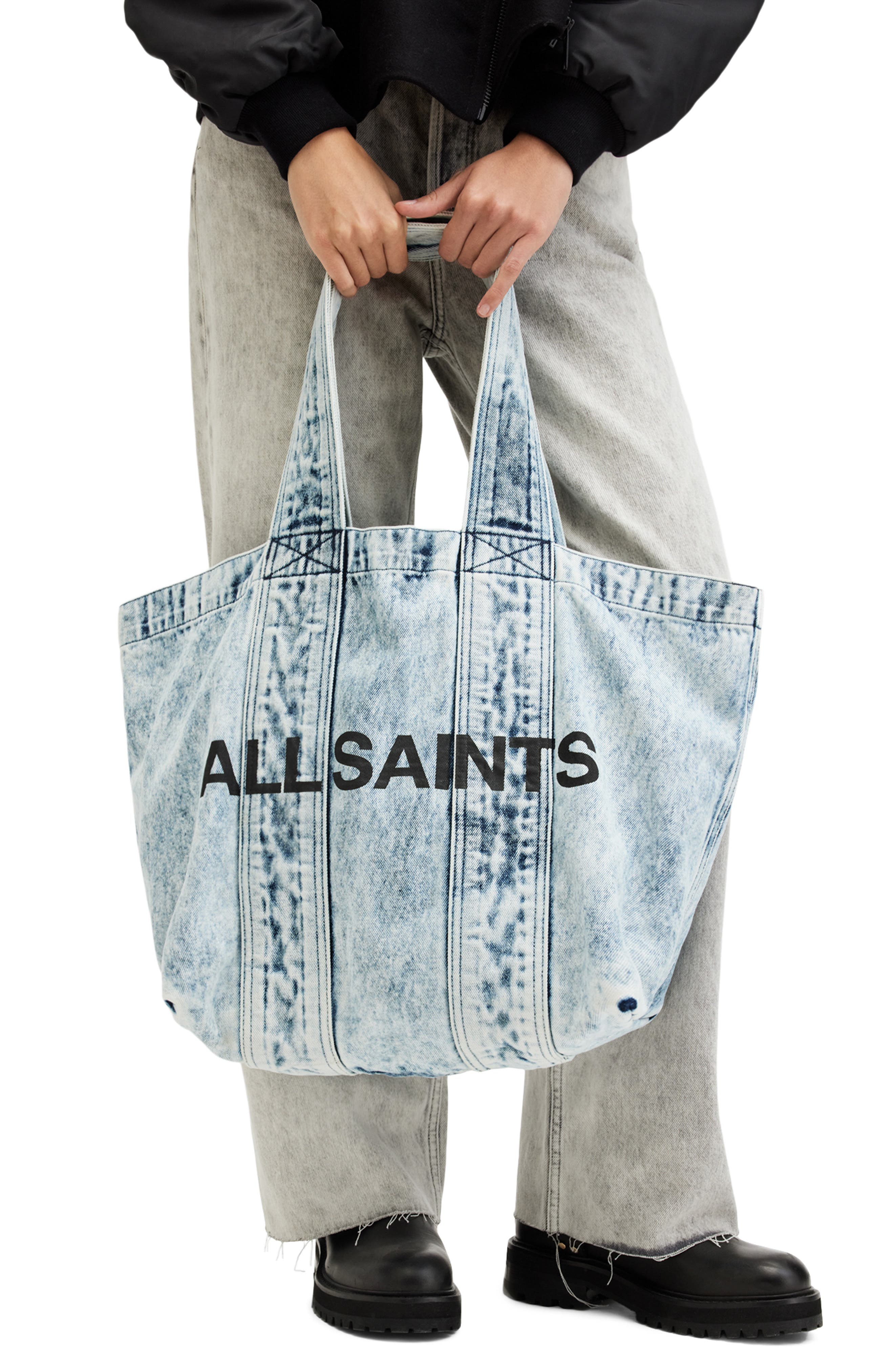 AllSaints Izzy Denim Tote, Alternate, color, 