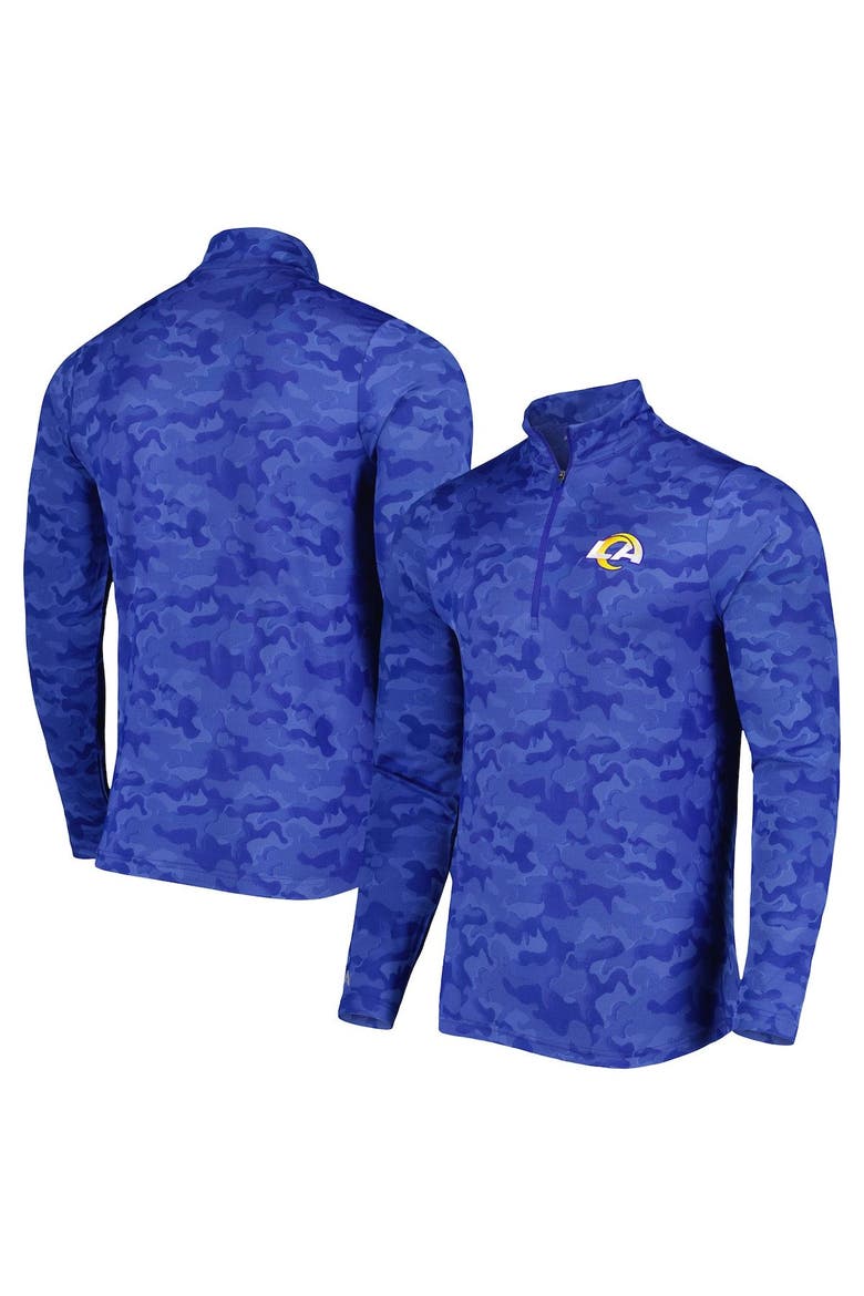Men's Antigua Royal Los Angeles Rams Brigade Quarter-Zip Sweatshirt, Main, color, Royal