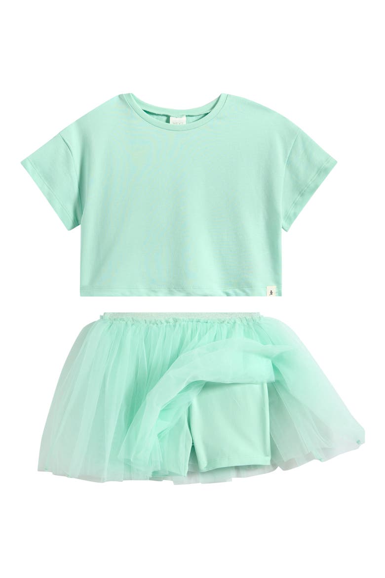 Kids' T-Shirt & Mesh Skirt Set, Alternate, color, GREEN