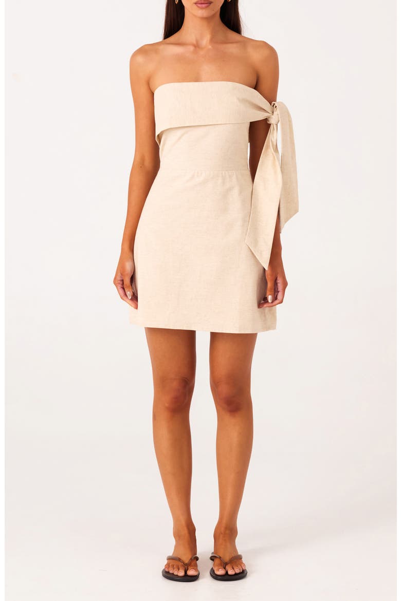 Jaymie Strapless Linen & Cotton Minidress, Main, color, NATURAL