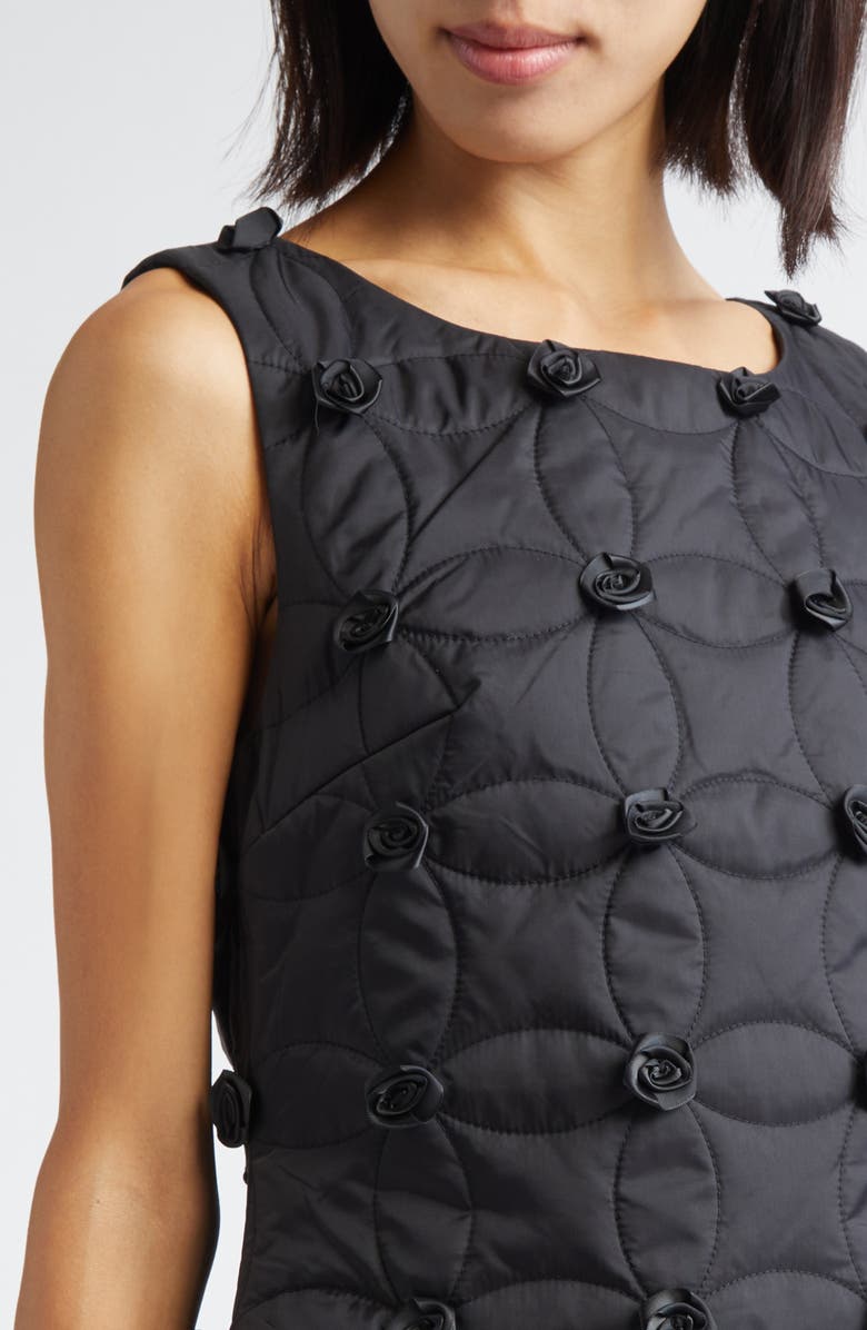Tanner Fletcher Gender Inclusive Pippin Rosette Quilted Minidress, Alternate, color, Black