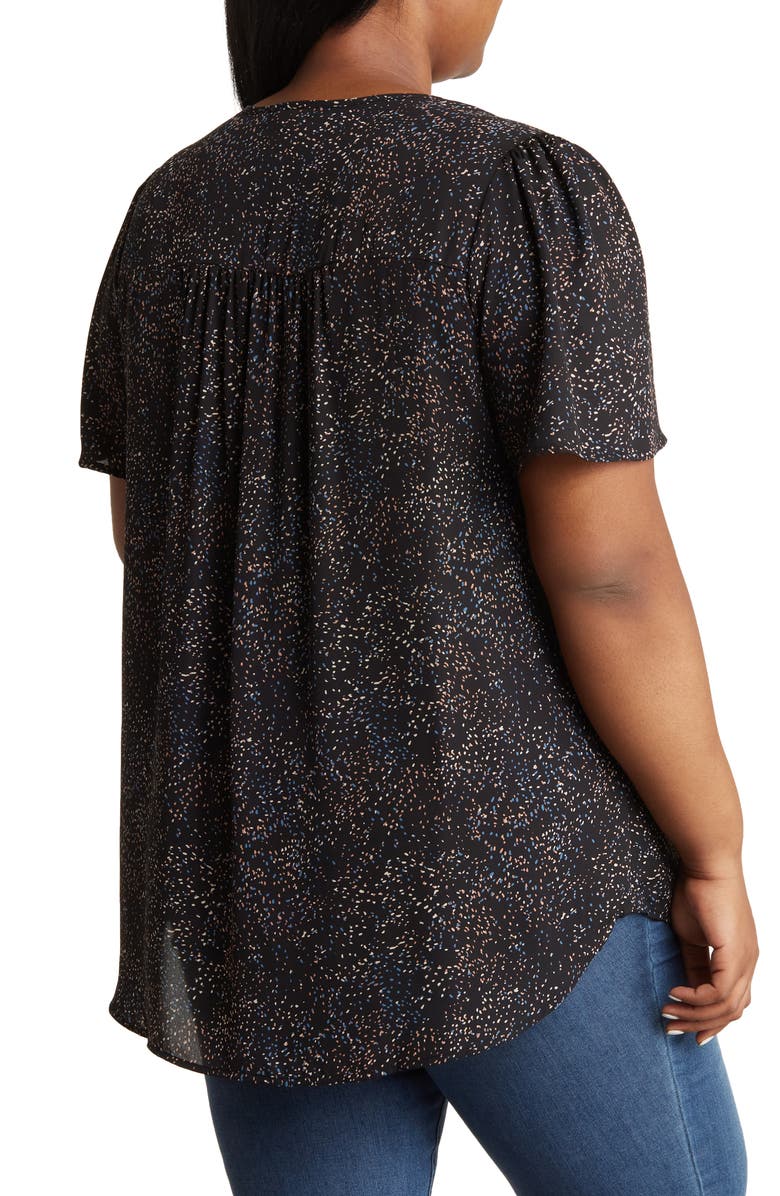 Pleione Stripe Short Sleeve High-Low Tunic Top, Alternate, color, 