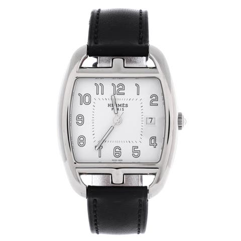 Cape Cod Tonneau Quartz Watch Stainless Steel and Leather 33