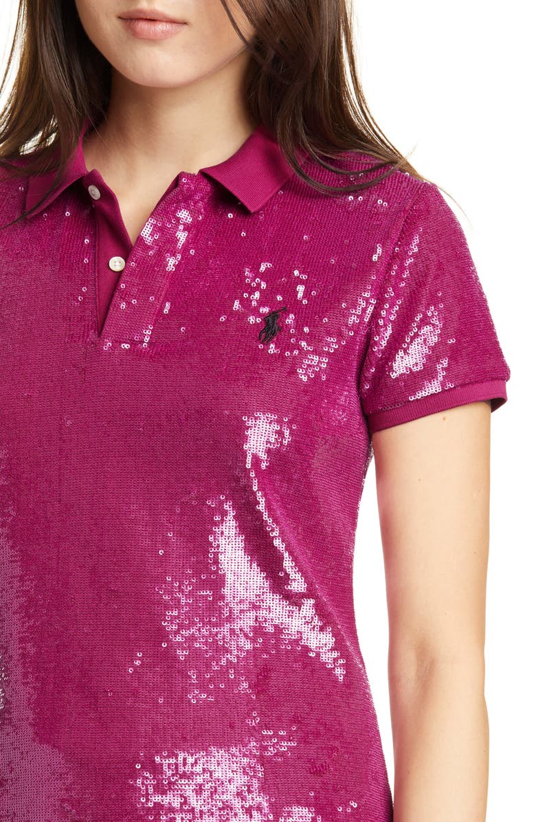Polo Ralph Lauren Sequin Polo Shirt, Alternate, color,